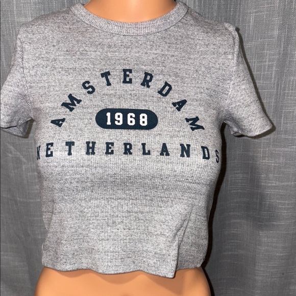 White Fox Boutique Gray Crop Top - Picture 1 of 4
